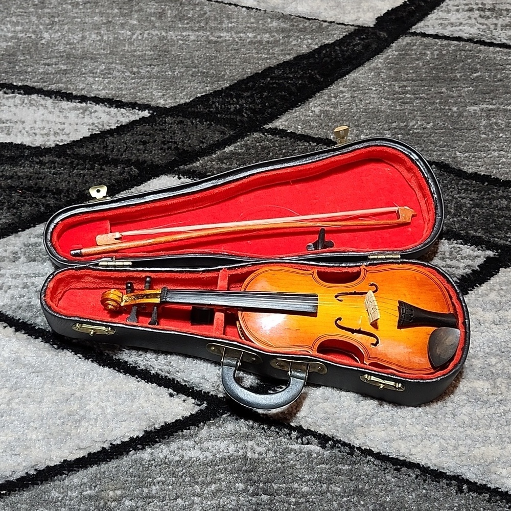 MINIATURE VINTAGE VIOLIN 🎻 CASE BOW MUSIC INSTRUMENT DECOR COLLECTION